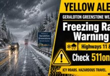 May 19, 2026: Geraldton–Greenstone Weather Focus — Freezing Rain Warning Makes Travel Tricky on Highways 11 and 17 Yellow Alert May 19 2026 Geraldton Weather