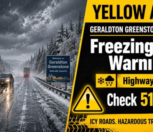 May 19, 2026: Geraldton–Greenstone Weather Focus — Freezing Rain Warning Makes Travel Tricky on Highways 11 and 17 Yellow Alert May 19 2026 Geraldton Weather