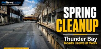 Thunder Bay crews clear streets, sidewalks and bike lanes after a tough winter Thunder Bay, Thunder Bay Roads, street sweeping, spring cleanup, potholes, Waterfront District, Fort William BIA, bike lanes, sidewalks, active transportation, Thunder Bay City Hall, road maintenance, Northwestern Ontario, local news