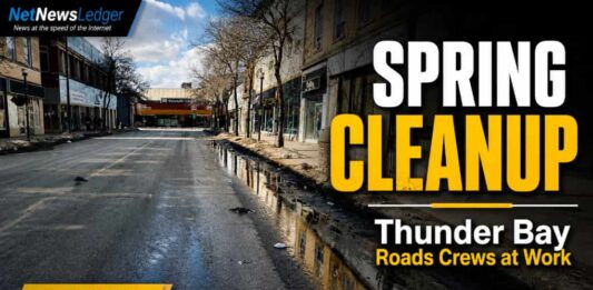 Thunder Bay bike lane opening delayed as city crews continue spring street sweeping Thunder Bay, Thunder Bay Roads, street sweeping, spring cleanup, potholes, Waterfront District, Fort William BIA, bike lanes, sidewalks, active transportation, Thunder Bay City Hall, road maintenance, Northwestern Ontario, local news
