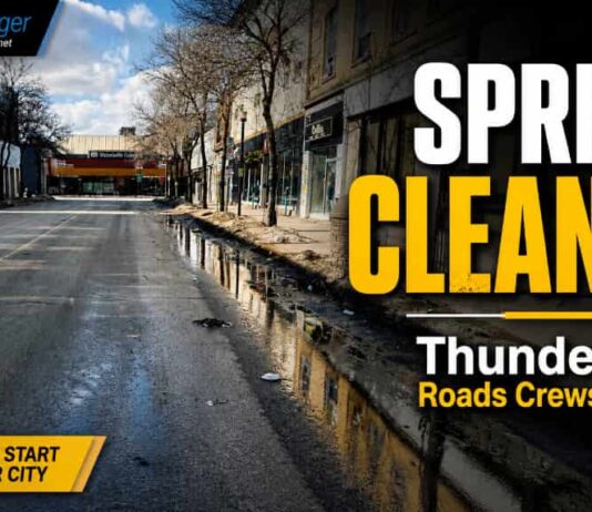 Thunder Bay crews clear streets, sidewalks and bike lanes after a tough winter Thunder Bay, Thunder Bay Roads, street sweeping, spring cleanup, potholes, Waterfront District, Fort William BIA, bike lanes, sidewalks, active transportation, Thunder Bay City Hall, road maintenance, Northwestern Ontario, local news