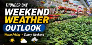 May 29, 2026: Thunder Bay Weekend Weather Focus — Warm Friday, Sunny and Cooler Saturday Thunder Bay weather for May 29, 2026: A warm Friday brings a high of 28°C, humidex 31, very high UV, and thunderstorm risk before a sunny, cooler weekend with highs of 17°C Saturday and 22°C Sunday