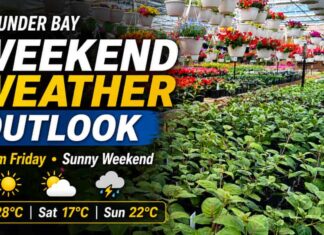 May 29, 2026: Thunder Bay Weekend Weather Focus — Warm Friday, Sunny and Cooler Saturday Thunder Bay weather for May 29, 2026: A warm Friday brings a high of 28°C, humidex 31, very high UV, and thunderstorm risk before a sunny, cooler weekend with highs of 17°C Saturday and 22°C Sunday