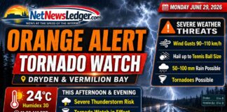 Tornado Watch in Effect for Dryden and Vermilion Bay Region Tornado watches are issued when the atmosphere has the right ingredients for tornado-producing storms, including warm humid air, unstable conditions, and stronger winds higher in the atmosphere.