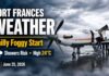 Fort Frances weather for June 25, 2026: chilly 7°C start with fog patches, warming to 24°C Fort Frances Weather June 25 2026