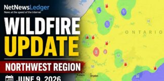 2026 Wildfire Update: Eight Active Fires Burning Across Ontario’s Northwest Region Ontario wildfires, Northwest Fire Region, Northwestern Ontario fire update, Dryden 13, DRY013, Wabakimi Provincial Park, Armstrong Ontario, Sioux Lookout 3, SLK003, Thunder Bay 24, THU024, Panache Lake, Little Sachigo Lake, Aviation Forest Fire and Emergency Services, Ontario forest fires, ONforestfires, FireRanger crews, wildfire smoke, forest fire danger rating, outdoor fire rules, Ontario fire season, wildland fire, forest fire update, Thunder Bay wildfire, Dryden wildfire, Sioux Lookout wildfire, June 2026 wildfires, 310-FIRE, Ontario.ca FireUpdates
