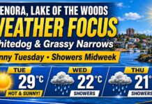 June 2, 2026: Kenora, Lake of the Woods, Whitedog and Grassy Narrows Weather Focus — Sunny and Hot at 29°C Kenora Weather