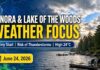 Kenora and Lake of the Woods weather for June 24, 2026: light rain and 14°C early Kenora Weather