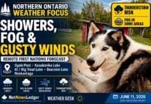 June 11, 2026: Northern Ontario Remote First Nations Weather Focus — Showers, Fog, Thunderstorm Risk and Gusty Winds Northern Ontario remote First Nation communities face showers, fog, gusty winds, and a thunderstorm risk in the June 11, 2026 weather outlook.