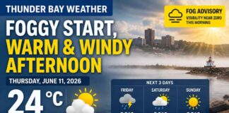 June 11, 2026: Thunder Bay Starts Foggy Before a Warm, Windy Afternoon Thunder Bay Weather Focus for June 11 2026