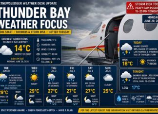 June 29, 2026: Thunder Bay Weather Focus — Cool, Cloudy Start Before Showers and Storm Risk Thunder Bay Weather - June 29 2026