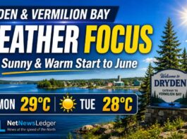 June 1, 2026: Dryden and Vermilion Bay Weather Focus — Sunny Start to a Very Warm Week dryden and Vermilion Bay Weather June 1 2026