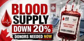 Canada’s Blood Supply Drops Nearly 20 Per Cent as Donor Appointments Fall Short Blood Supply