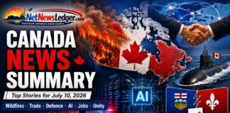 Top Canadian news for July 10, 2026: Wildfires, Saudi trade, submarines, AI, jobs and unity July 10 2026 Canada News Summary