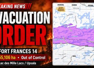 Evacuation ordered near Fort Frances 14 as the 55,106-hectare wildfire remains uncontrolled Fort Frances 14 Evacuation Order