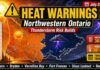 Yellow heat warnings cover Kenora, Dryden, Vermilion Bay, Fort Frances, Sioux Lookout and Red Lake Northwestern Ontario Weather July 29 2026