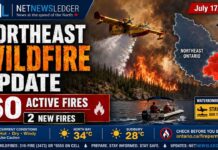 Two new fires bring the Northeast Fire Region total to 60 active wildland fires Northeast Fire Region, Ontario wildfires, North Bay 34, Sudbury 28, Restoule Provincial Park, waterbomber safety, outdoor burning, forest fire update