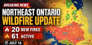 Ontario’s Northeast Fire Region reports 20 new fires and 61 active incidents as of July 16 Northeast Wildfire update July 15 2026
