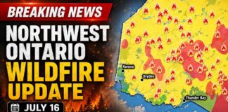 Northwestern Ontario reports 129 active wildfires, evacuation orders, highway closures and extreme fire danger. Northwest Wildfire Update July 16 2026
