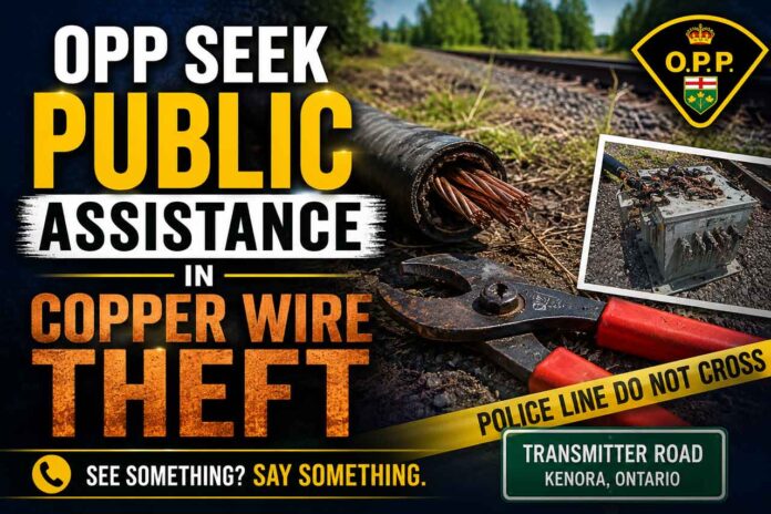 Kenora OPP seek tips after copper wire theft damages lines near Transmitter Road Kenora OPP seek tips after copper wire theft damages lines near Transmitter Road