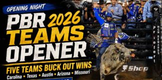 Carolina Cowboys, Texas Rattlers, Austin Gamblers, Arizona Ridge Riders and Missouri Thunder Buck Out Wins to Open 2026 PBR Teams Season @PBR Teams - Image Bull Stock Media