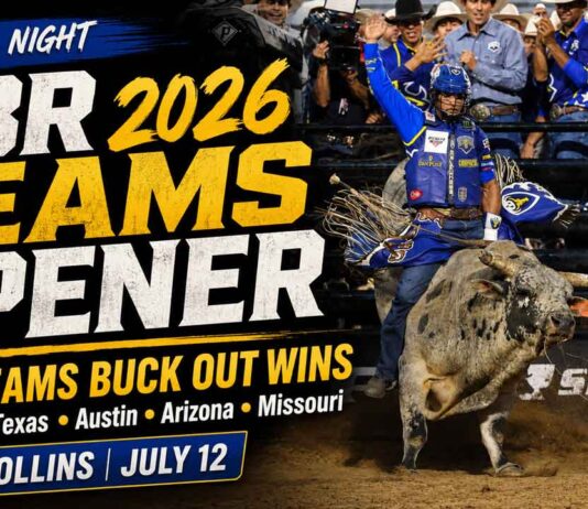 Carolina Cowboys, Texas Rattlers, Austin Gamblers, Arizona Ridge Riders and Missouri Thunder Buck Out Wins to Open 2026 PBR Teams Season @PBR Teams - Image Bull Stock Media