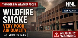Thunder Bay weather for July 19, 2026: Widespread wildfire smoke, an orange air-quality warning