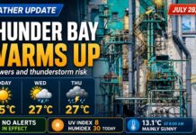 July 28, 2026: Thunder Bay Warms Up with Showers and Thunderstorm Risk Thunder Bay Weather - Image by Kevin Palmer, Palmer Creative Group