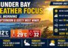 July 2, 2026: Thunder Bay Weather Focus — Cool Morning, Hot Afternoon, and Gusty West Winds Thunder Bay weather for July 2, 2026: cool 12°C morning, warming to 29°C with humidex 32, very high UV, gusty west winds to 50 km/h