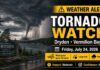 Tornado watch issued for Dryden and Vermilion Bay, with tornadoes, 110 km/h winds, large hail and up to 50 mm of rain possible Friday Tornado Watch Dryden and Vermilion Bay