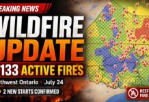 Northwest Ontario reports 133 active wildfires as crews battle major fires and protect communities July 24 Wildfire Update