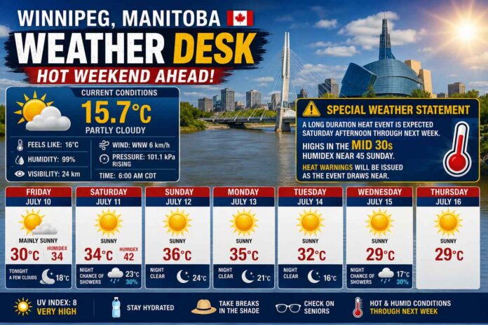 Winnipeg-Weather-Desk-Report Winnipeg is under Heat Alerts as a long spell of hot summer weather is here