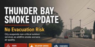 Wildfire Update: Thunder Bay Adjusting Services Due to Poor Air Quality The City of Thunder Bay recognizes that the rapidly evolving wildfire situation and the heavy smoke affecting our community have caused concern for many residents