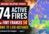 Northwest Fire Region reports 74 active fires, with Fort Frances 14 reaching 1,510 hectares Wildfire Update