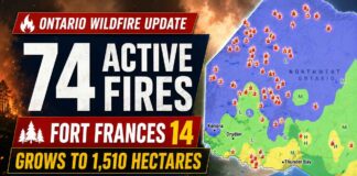 Northwest Fire Region reports 74 active fires, with Fort Frances 14 reaching 1,510 hectares Wildfire Update