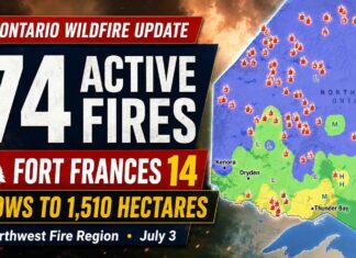 Northwest Fire Region reports 74 active fires, with Fort Frances 14 reaching 1,510 hectares Wildfire Update