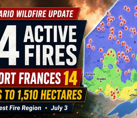 Northwest Fire Region reports 74 active fires, with Fort Frances 14 reaching 1,510 hectares Wildfire Update
