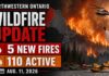 Five new fires bring Northwestern Ontario to 110 active wildfires as major complexes remain uncontrolled Wildfire Update