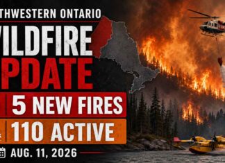 Five new fires bring Northwestern Ontario to 110 active wildfires as major complexes remain uncontrolled Wildfire Update