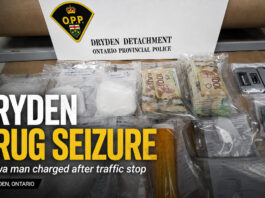 Ottawa Man Charged After Dryden Traffic Stop and Drug Seizure Dryden OPP, drug trafficking, cocaine, hydromorphone, oxycodone, Dryden crime, Northwestern Ontario