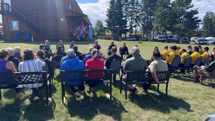 Ceremony at Kab Lake Lodge to recognize and celebrate the skills and work of the Indigenous Firefighters