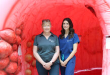 Giant Colon Experience Promotes Colon Cancer Prevention and Screening Tarja Heiskanen, Manager of Prevention and Screening at TBRHSC & Dr. Jordan Green, Regional Colorectal Screening and GI Endoscopy Lead for Ontario Health – Cancer Care Ontario at TBRHSC