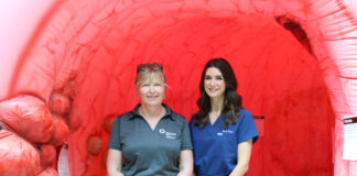 Giant Colon Experience Promotes Colon Cancer Prevention and Screening Tarja Heiskanen, Manager of Prevention and Screening at TBRHSC & Dr. Jordan Green, Regional Colorectal Screening and GI Endoscopy Lead for Ontario Health – Cancer Care Ontario at TBRHSC