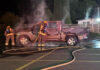 Thunder Bay Fire Rescue Puts out Vehicle Fire TBFR truck Fire August 7 2026 Firefighters working