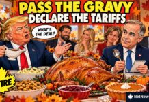 Pass the Gravy, Declare the Tariffs: An Imaginary Trump–Carney Thanksgiving Past the Gravy declare the tariffs - a Trump Carny Thanksgiving Dinner
