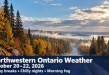Northwestern Ontario forecast for October 20 to 22, 2026 Reduce speed in fog and leave extra space behind other vehicles