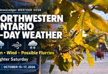 Northwestern Ontario Weather: Rain, 70 km/h Gusts and Flurries Before a Sunny Saturday Northwestern Ontario Weather, Thunder Bay, Kenora, Dryden, Fort Frances, Atikokan, Ignace, Sioux Lookout, Red Lake, Ear Falls, Terrace Bay, Marathon, October Weather, Environment Canada