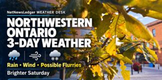 Northwestern Ontario Weather: Rain, 70 km/h Gusts and Flurries Before a Sunny Saturday Northwestern Ontario Weather, Thunder Bay, Kenora, Dryden, Fort Frances, Atikokan, Ignace, Sioux Lookout, Red Lake, Ear Falls, Terrace Bay, Marathon, October Weather, Environment Canada