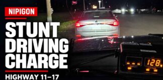 Brampton Driver Charged After Allegedly Travelling 131 km/h in Nipigon-Area 70 Zone OPP IMAGE - Driver charged with stunt driving