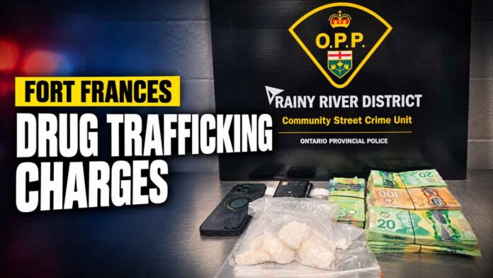 OPP-evidence-display,-Fort-Frances A 19-year-old Hamilton resident faces cocaine and fentanyl trafficking charges following an OPP investigation and arrest in Fort Frances